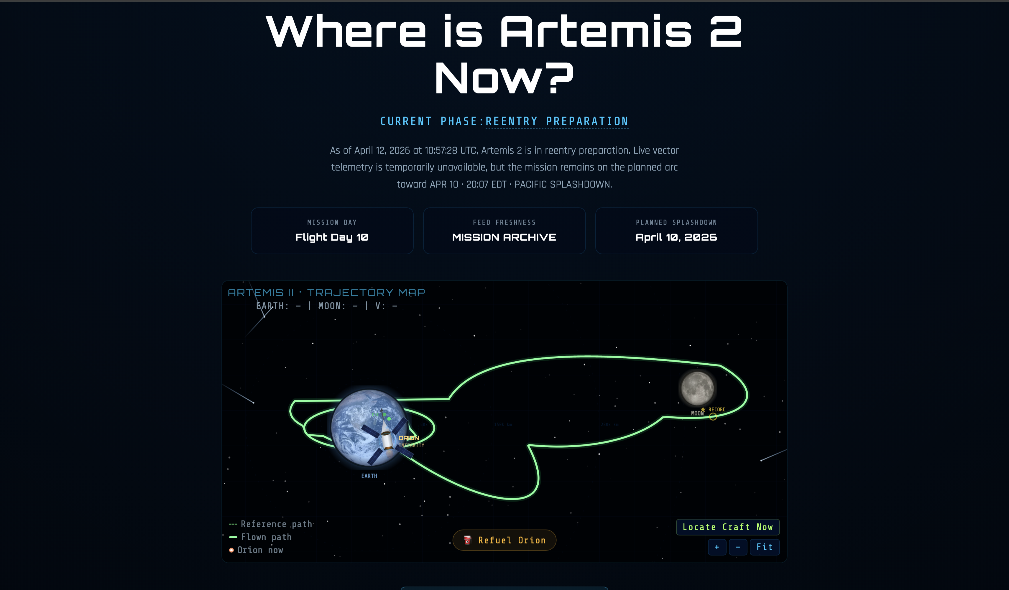 Artemis II 工具页截图